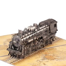 3D Steam Train Pop-Up Card - Perfect Birthday Gift for Men and Dads