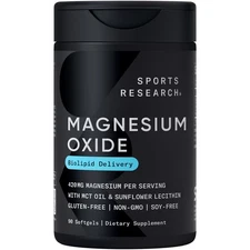 Magnesium Oxide 420mg Supports Bone Health Energy Muscle Function - 90 Softgels