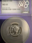 1943-D MS65 10c Mercury Dime NGC   Super Sharp