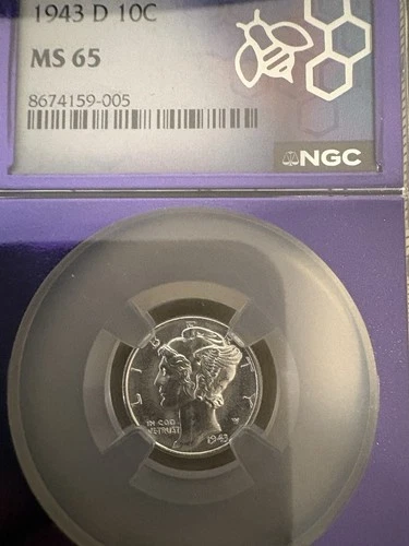 1943-D MS65 10c Mercury Dime NGC   Super Sharp