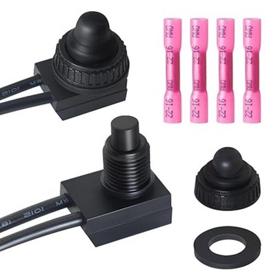 2PCS Waterproof Switch 12v, ON/Off SPST Waterproof Push Button Switch with 4.6 i