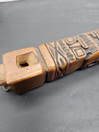 Hand Carved Wooden Tarka Flute South American 19" & 13” Peru Totem Vtg 70s - Picture 5 of 14