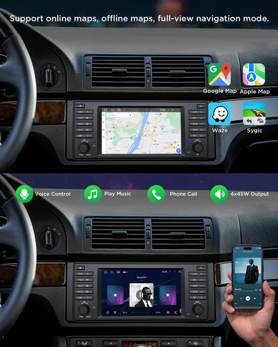 7" Android 13 DAB+ Apple CarPlay Car Stereo Radio GPS SatNav For BMW E39 520 530 - Picture 12 of 21