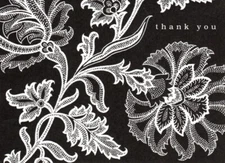 Black Floral Toile Thank You Note Notes Blank Inside By Hallmark - Set of 6