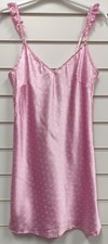 LADIES EX CHAIN STORE PINK HEART SATIN CHEMISE SLIP NIGHTDRESS UK SIZES 10, 12
