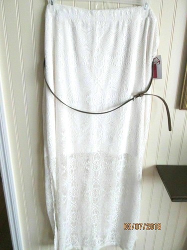 HH BOBBIE BROOKS LADIES LONG SKIRT SIZE 1X & 2X LACE OFF WHITE NWT - Picture 2 of 2