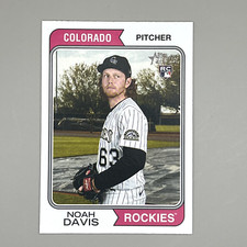 2023 Topps Heritage RC rookie card Noah Davis #155 Rockies. rookie card picture