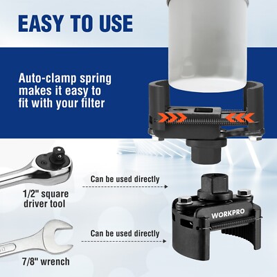 WORKPRO Universal Oil Filter Wrench Adjustable With Auto-Clamp - Foto 6