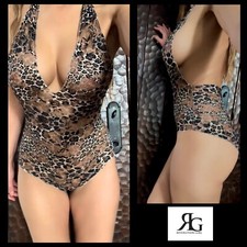 Body lingerie pagliaccetto pizzo floreale trasparente stampa leopardata di Revolution ragazza