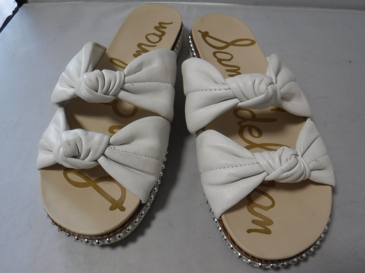 Sam Edelman Sandals Womens M Alyse Knotted Studded Slide White