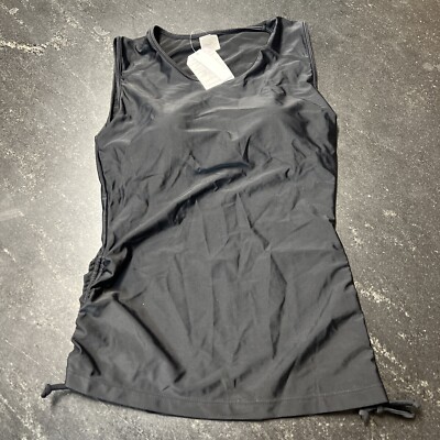 NWT ELLA MAR Full Cover Back Swim Top MAYA Black Size S UPF 50+ Clinch Sides
