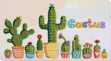 Bead Embroidery Kit "Cactuses" size 18.5"x9.8" / 47.0x25.0 cm