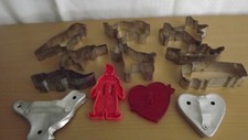 Vintage Cookie Cutters Lot of 10 Metal Various Shapes Includes 2 Plastic