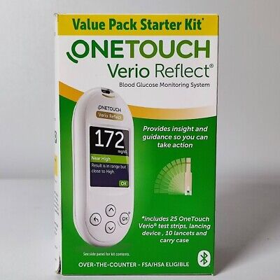 OneTouch Verio Reflect Blood Glucose Meter | Monitor For Sugar Test Kit  Includes Monitor, Lancing Device, 10 Sterile Lancets, and Carrying Case