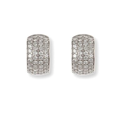 Heinzendorf Creole Kate Con Zirconi, Argento Rodiato, Misura 15x8 Mm, Orecchini A Cerchio Trasformabili, Cod. HC1463-si