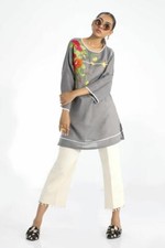 NWT SANA SAFINAZ Embroidered Khaddar Kurti S, M Pakistani Designer Indian