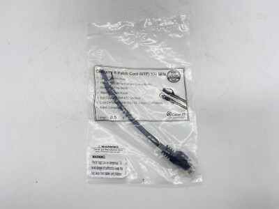 Gear IT 550MHZ Category 6, 0.5ft ( 6 inch) Patch Cord (UTP)