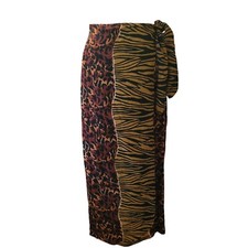 Vintage Revue Animal Print Wrap Maxi Skirt Medium Elastic Waist NWT