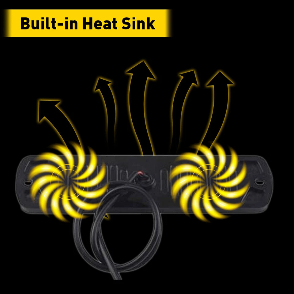 8X 6 LED Strobe Light Bar Car Truck Flashing Warning Hazard Beacon Amber White - Image 3 of 4