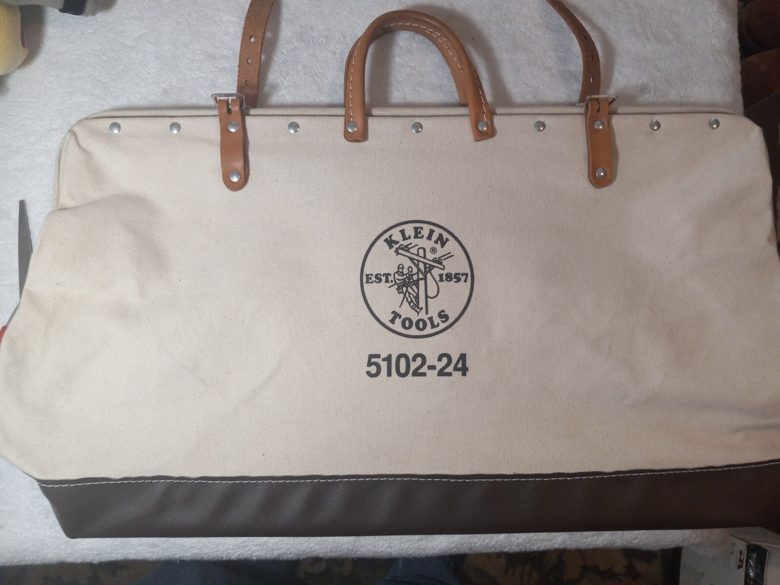 Large Klein 510224 Heavy Duty Canvas 24" Tool Bag Leather Handles new
