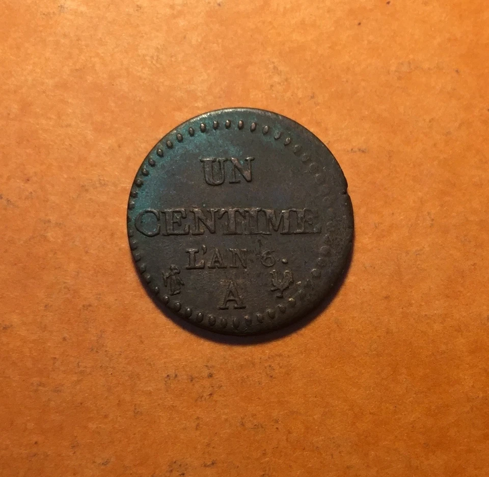1 CENTIME L'AN 6 DIRECTOIRE Dupré 1797-1798 A PARIS FRANCE MONNAIE EN CUIVRE - Photo 2/2