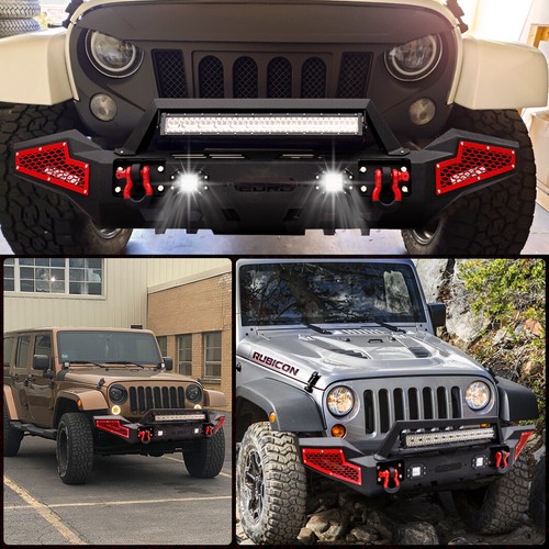 Steel Front Bumper w/ Lights Fits 07-24 Jeep Wrangler JK/JL 20-2023 Gladiator JT - Picture 7 of 10