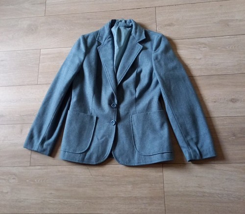 Quality Fashion Mid Blue Blazer Jacket Vintage Wool Mix 1980's Classic UK10/12