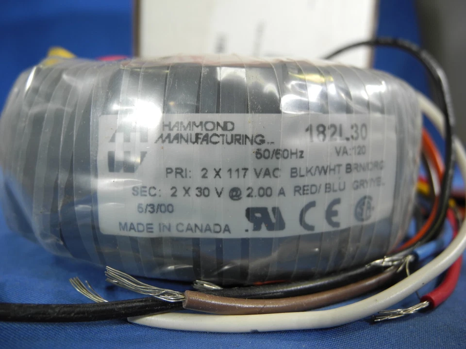 Hammond Mfg 182L30 Transformer Toroidal, Power 117/234VAC Primary; 50/60 Hz; 120 - Image 2 of 4