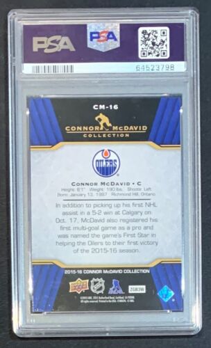 Connor McDavid 2015 Upper Deck Hockey Rookie Card RC #CM-16 Graded PSA 10 - Picture 2 of 2