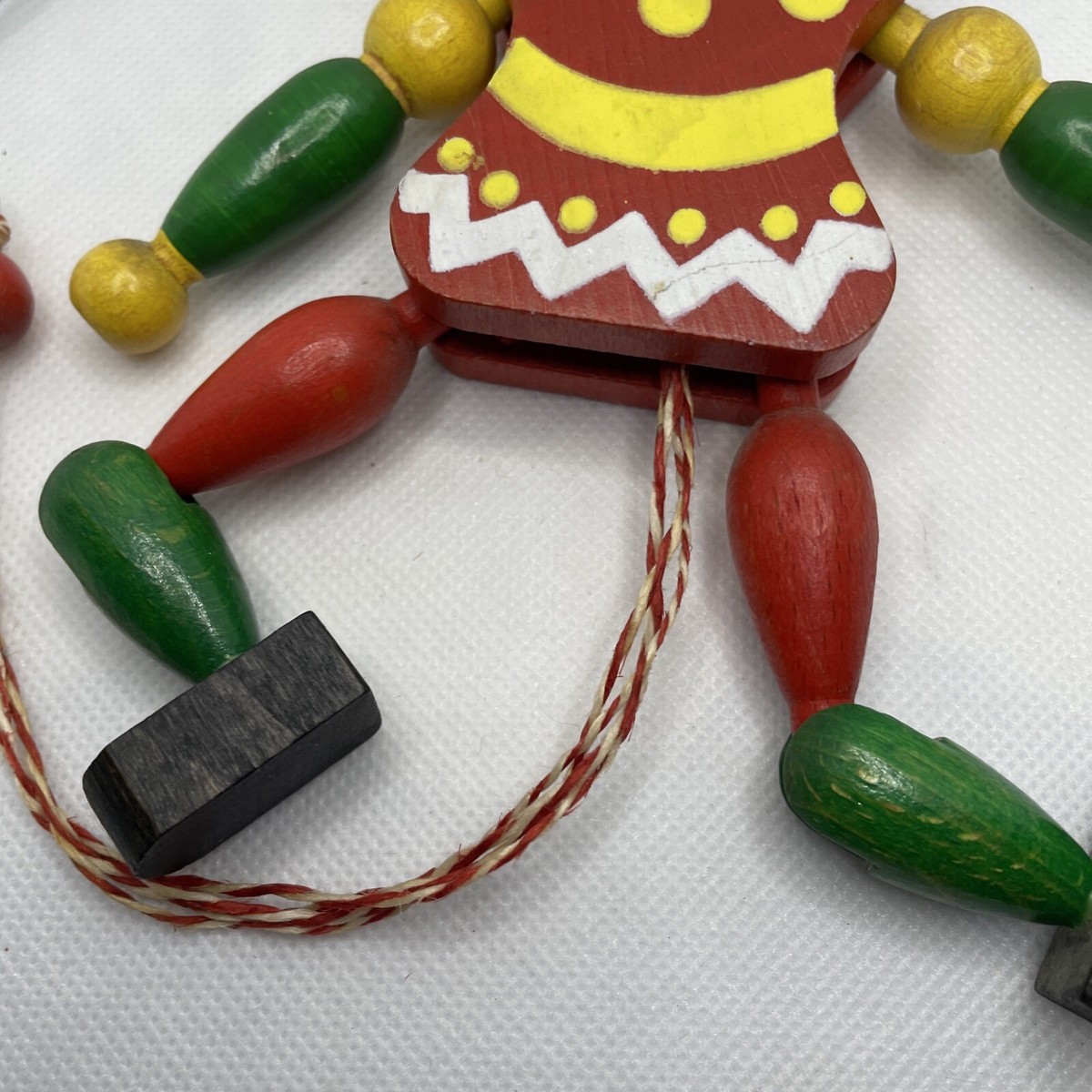 Vintage Wood Jumping Jack Pull String Toy | Pointy Hat Man | Made