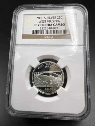 2005 S 25c West Virginia Silver State Quarter Coin NGC PF70 UCAM #074