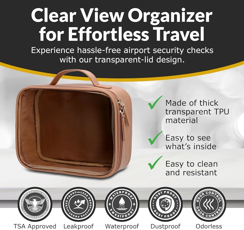 Juego de Bolsa de Maquillaje, Bolsa de Cosméticos de Viaje con Frontal Transparente Transparente 3 Piezas Regalo, Desnudo Foto 3 de 4