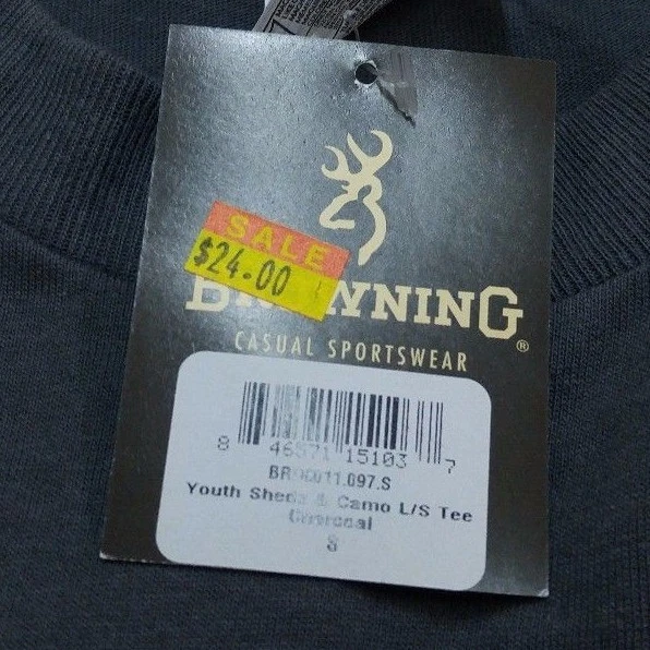 Youth Browning Buckmark L/S T-Shirt Sheds & Camo Charcoal Youth Small 161146 - Image 4 of 4