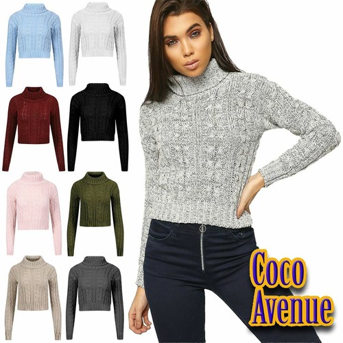 Ladies Roll Polo Neck Cable Knitted 
