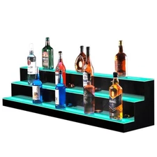 60 Inch Detachable LED Lighted Liquor Bottle Display 3 Step Bottle Shelf