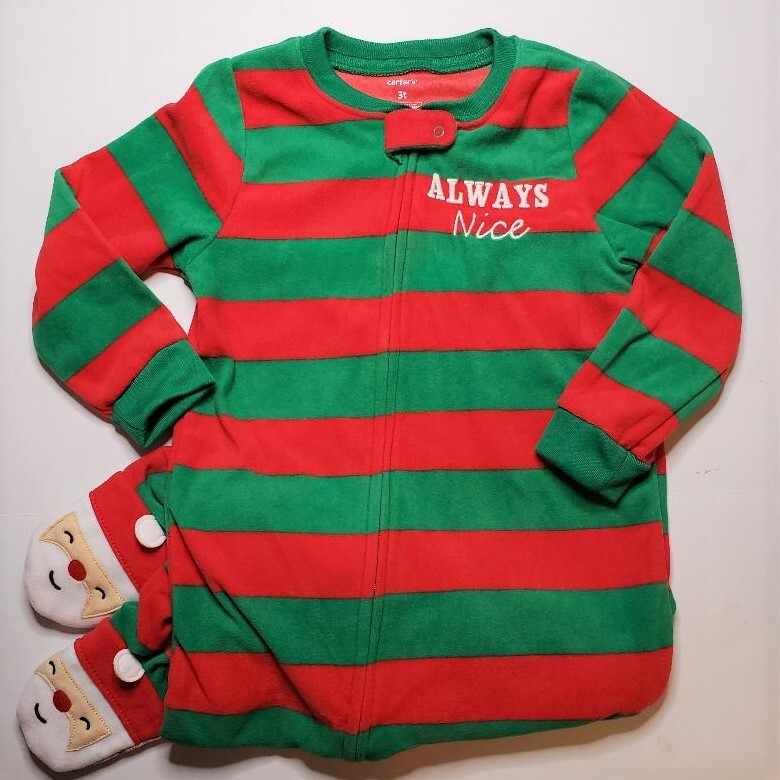 CARTER'S Toddler Boy 4T Xmas 'Always Nice' Footed Pajama Sleeper NWT
