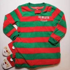 CARTER'S Toddler Boy 4T Xmas 'Always Nice' Footed Pajama Sleeper NWT