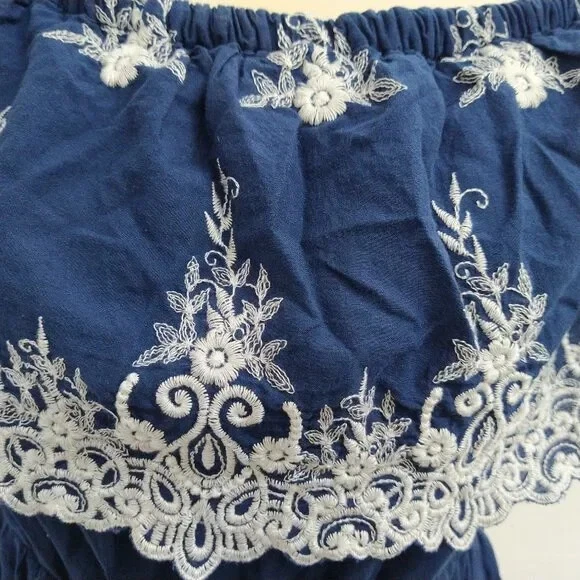 AGACL Womens Jumpsuit Medium Blue Shorts Sleeve Beach Summer Ladies - Image 4 of 4