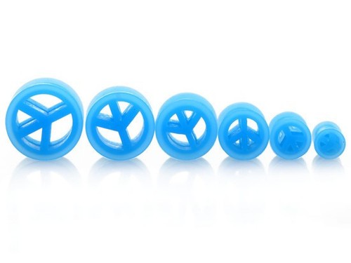 Pair Soft PEACE Silicone Ear Tunnels Plugs Gauges Earskin Earlets 2g - 5/8" - Picture 4 of 10