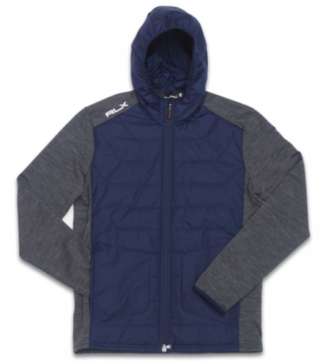 Ralph Lauren RLX Golf CoolWool Panel Hooded Jacket Grey/Navy Mens 