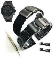 Cinturino orologio nero acciaio e silicone adatto a Citizen Nighthawk CA0295-58E B612-S078245