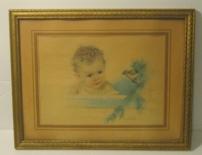 Depression Era Baby Print by FLORENCE KROGER in Original Frame!!!!