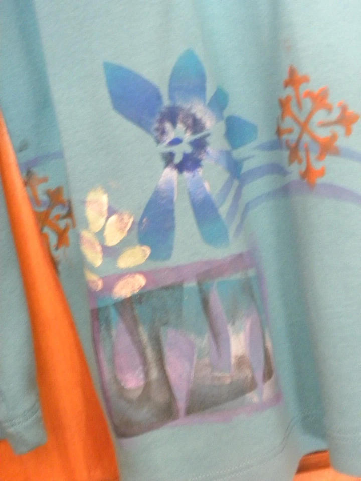 手工涂漆蓝色鱼 T 恤 2X 3X TURQUOISE — 第 3/4 张图片