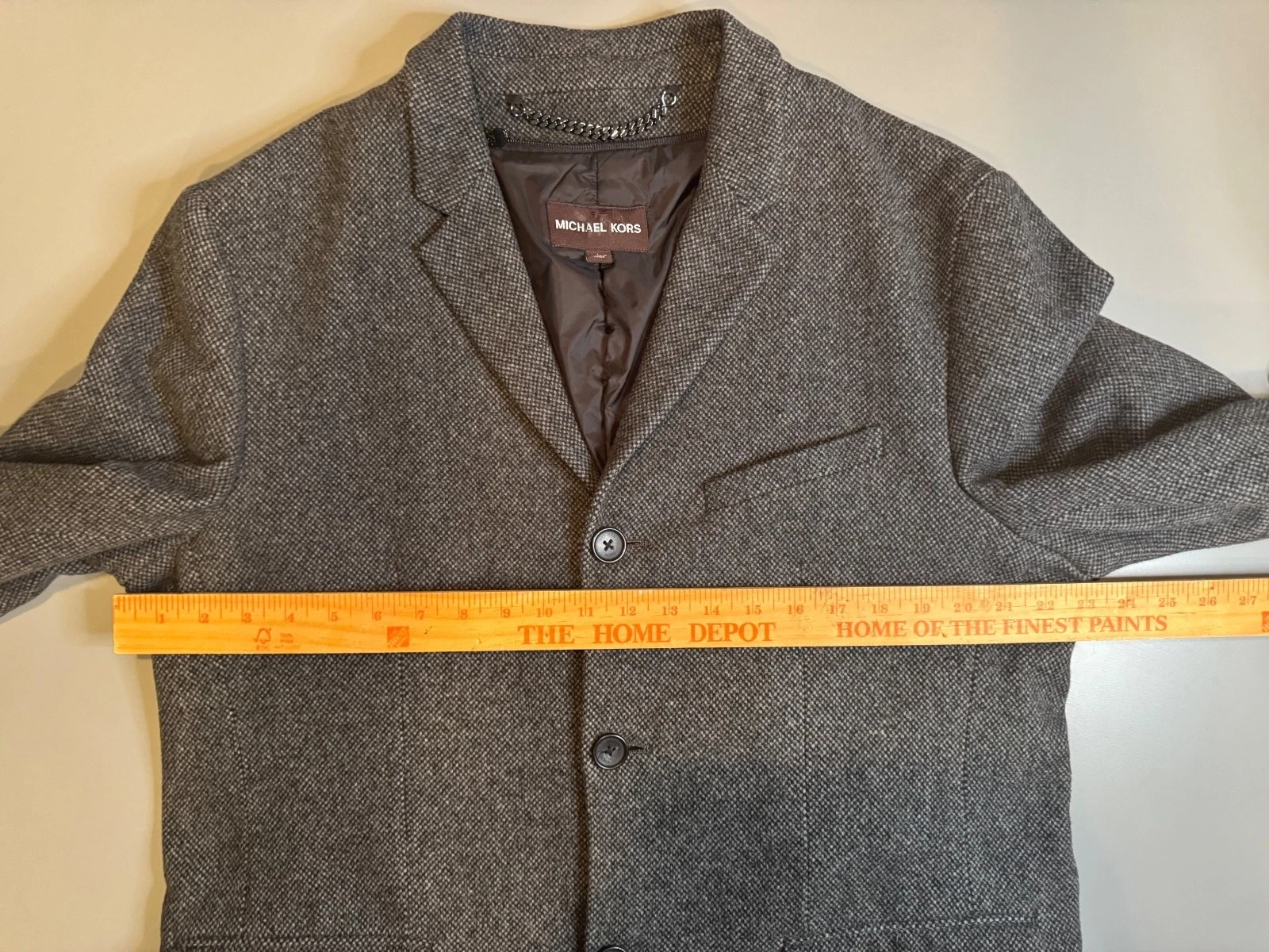 Michael Kors Charcoal Melange Wool Blend Overcoat, Large image 6