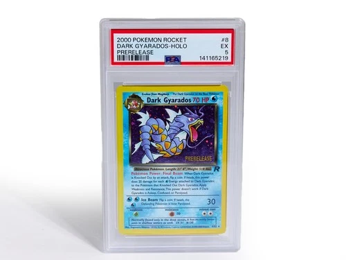 POKEMON * PSA 5 * DARK GYARADOS  * PRERELEASE HOLO RARE  2000  EX  #8 8/82