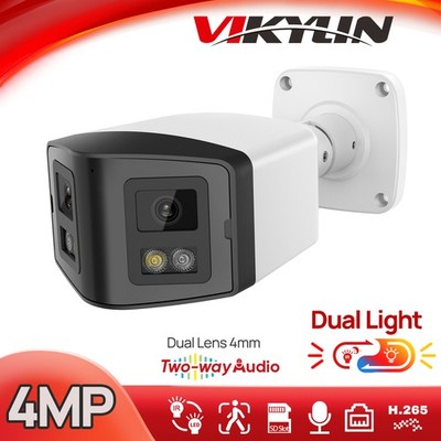 VIKYLIN 4MP Dual Light Panoramic CCTV Camera Full Color IR Dual Lens MIC Speaker