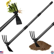 45" Heavy Duty Garden Hoe & Cultivator Tool for Weeding, Tilling, Planting