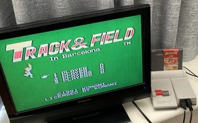 NES ~ TRACK & FIELD IN BARCELONA ~ Nintendo NES-91-AUS Game Cart + Manual Pal A