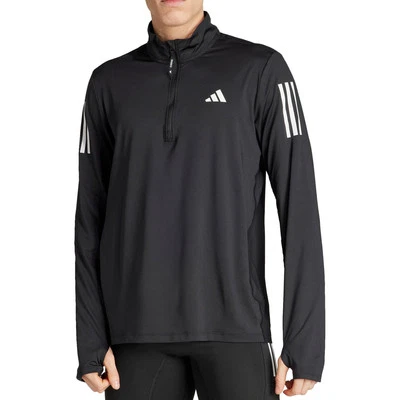 Adidas Own The Run Herren Lauftop Schwarz Langarm Half Zip Reflektierend Trikot