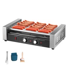 Commercial 17 Hot Dog 7 Roller Grill Cooker Machine Stainless Steel 1200W